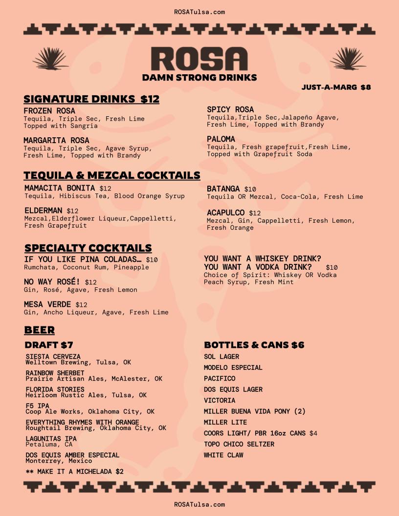 Menu ROSA Tulsa